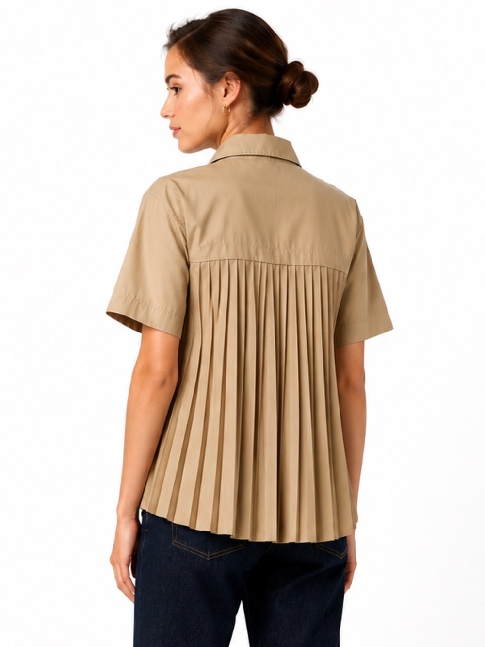 Banana Republic pleated safari khaki unassuming button down top. Party in back-L